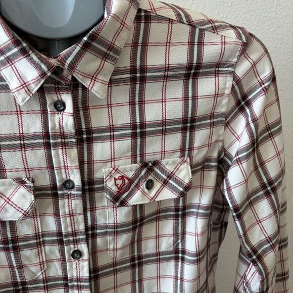 Fjallraven Fjallglim Stretch Shirt Womens Sz SM Flannel Long Sleeve Button Down - Picture 2 of 6